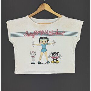 Vintage 1984 Betty Boop Workout Graphic Rare Crop Top Womens Art